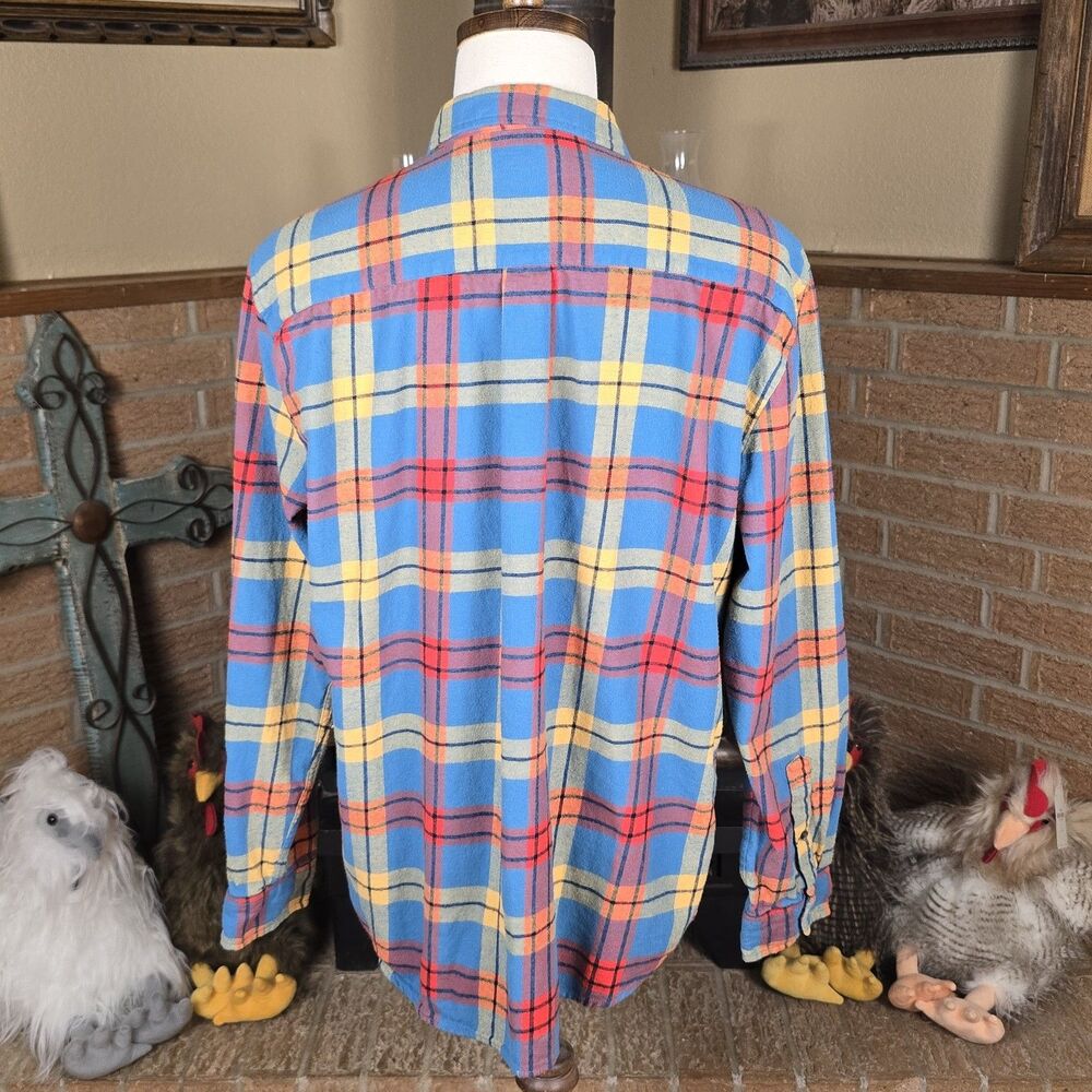 St. John's Bay Flannel Shirt Men's XL Teal, Yellow, Orange, Red Colorful - Picture 4 of 7